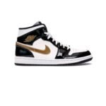 Air Jordan 1 Mid PATENT BLACK WHITE GOLD